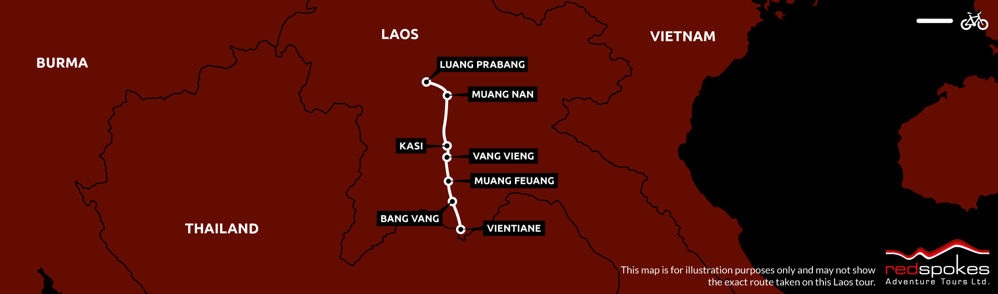 Example route for this Laos cycling holiday