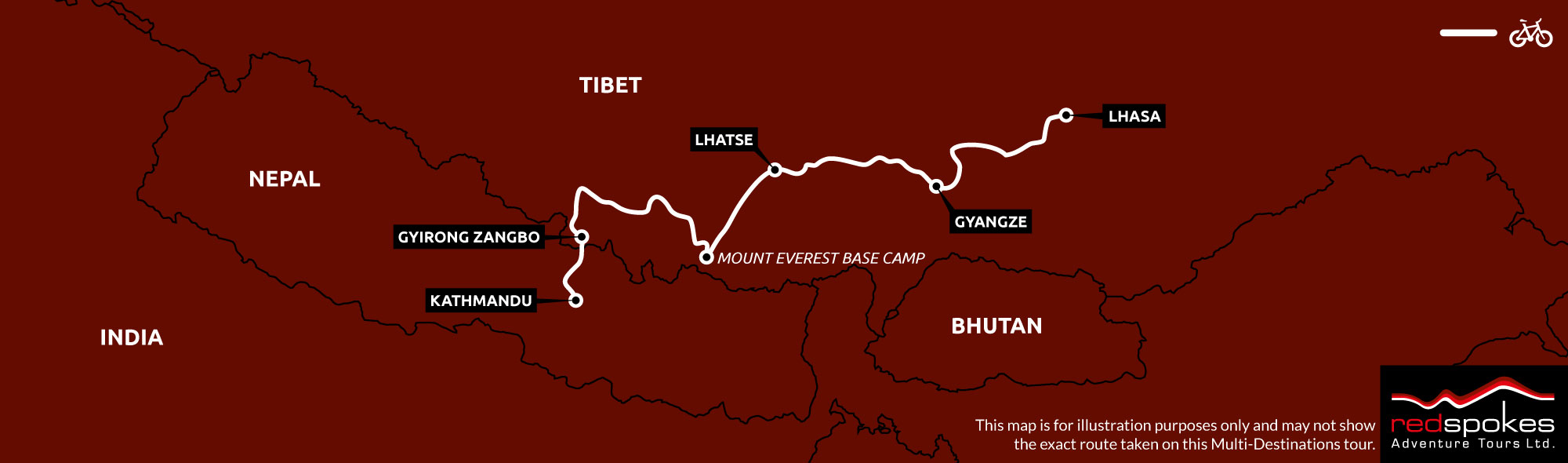 Example route for this China cycling holiday