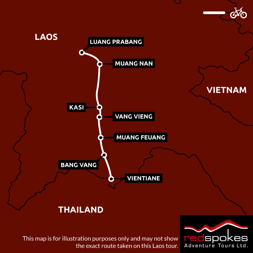 Example route for this Laos cycling holiday