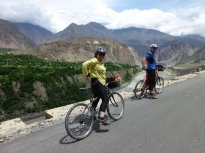 Donald and Mary Cycling on the  tour with redspokes