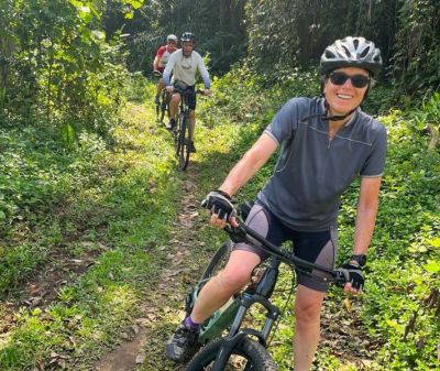April Heaney Cycling on the  tour with redspokes