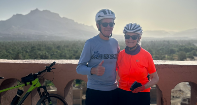Stephen and Kathryn Cotnam Cycling on the  tour with redspokes