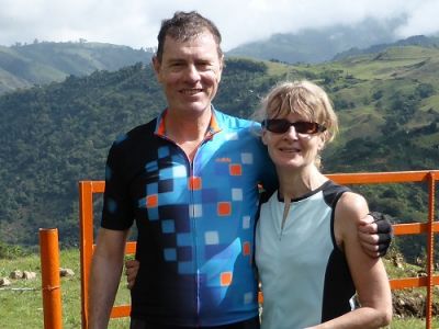 Ruth and Phil Dunnell Cycling on the  tour with redspokes