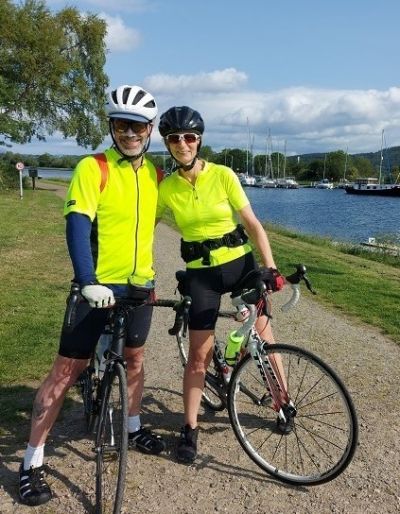 Pam and Jeff North Cycling on the  tour with redspokes