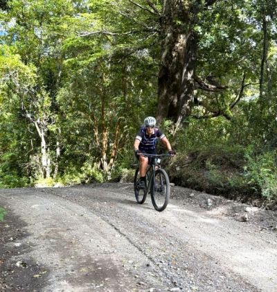 Mrs Giselle Whish Cycling on the  tour with redspokes